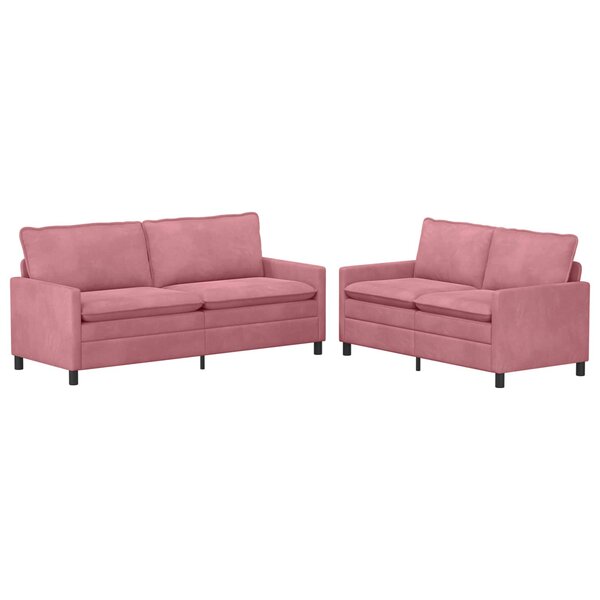 vidaXL Ensemble de Canapés 2 Pièces Rose Velours