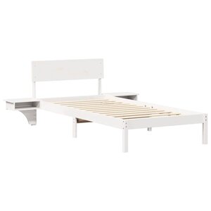 vidaXL Cadre de lit avec tables de chevet Blanc Bois massif en pin