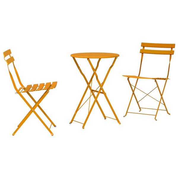 Set de bistro pliable 3 pièces jaune moutarde en acier