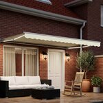 vidaXL Cadre de store manuel avec LEDs Crème et Blanc 4 × 3 m