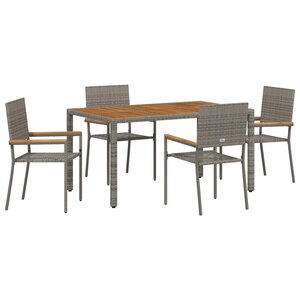 vidaXL Ensemble de salle à manger pour jardin 5 Pièces Gris polyrotin