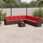 vidaXL Salon de jardin 10 Pièces avec coussins marron résine tressée