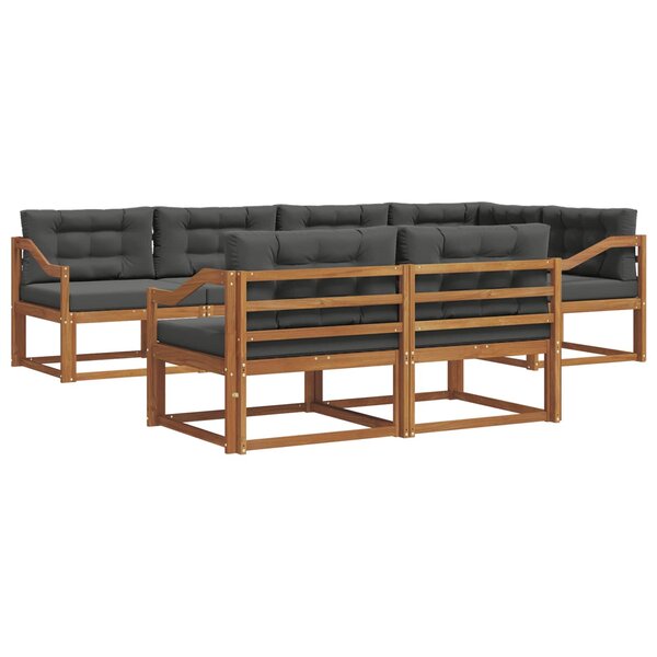 vidaXL Ensemble de canapés d'extérieur 7 Pièces Naturel et Anthracite
