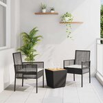 vidaXL Ensemble bistro de jardin 3 Pièces Noir Poly rotin