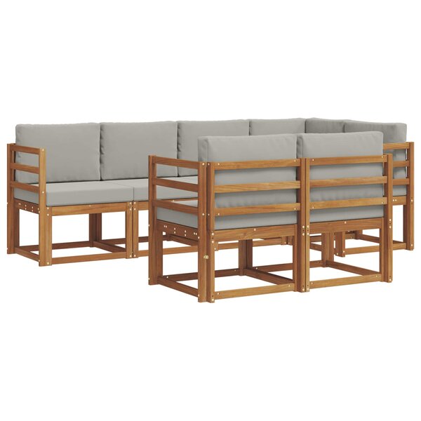 vidaXL Ensemble de canapés d'extérieur 7 pc Gris Naturel et Clair