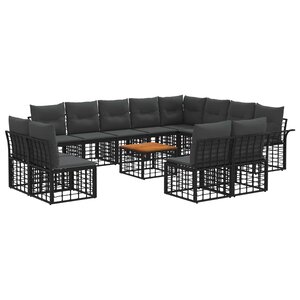 vidaXL Ensemble de canapés d'extérieur 13 Pièces Noir et Gris foncé