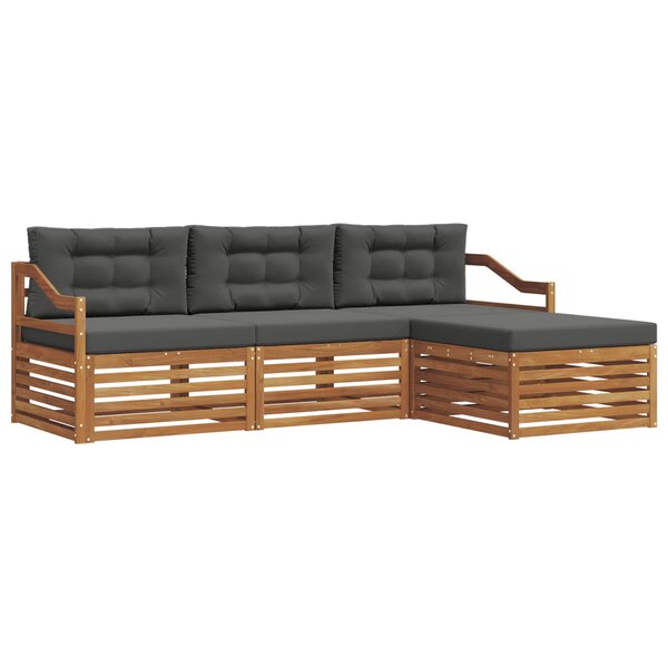 vidaXL Ensemble de canapés d'extérieur 4 pc Naturel et Anthracite