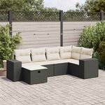vidaXL Salon de jardin 6 Pièces avec coussins noir résine tressée
