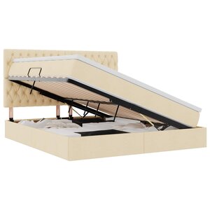 vidaXL Lit avec rangement et matelas Crème 160 x 200 cm Polyester