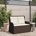 vidaXL Banc inclinable de jardin avec coussins marron résine tressée