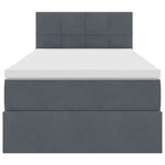 vidaXL Lit de Rangement avec matelas Gris foncé 90 x 200 cm Velours