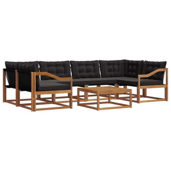 vidaXL Ensemble de canapés d'extérieur 7 pc Naturel et Noir