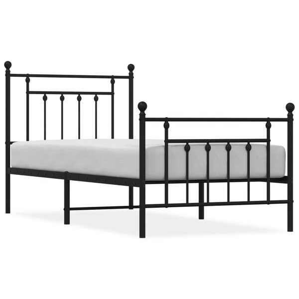 vidaXL Cadre de lit métal avec tête de lit/pied de lit noir 90x190 cm