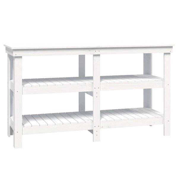 vidaXL Banc de travail Blanc 142 5x50x80 cm Bois de pin massif