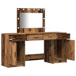 vidaXL Set de coiffeuse 3 pièces avec LED - Bois vintage et bois d'ingénierie