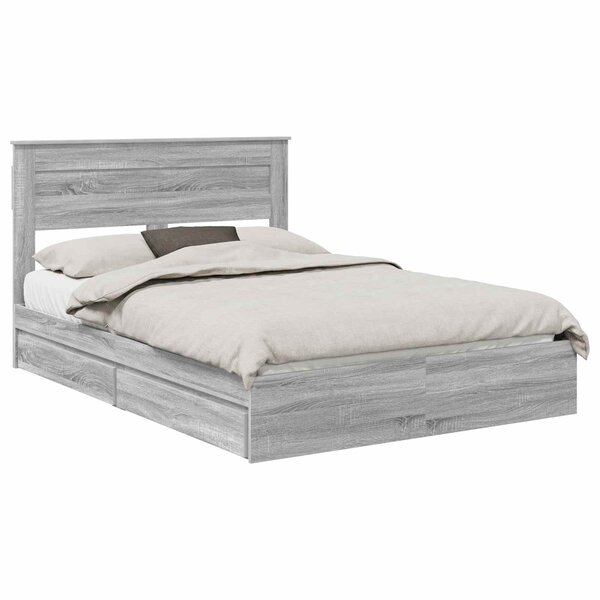 vidaXL Lit de Rangement Gris Sonoma 150 x 200 cm Bois d'ingénierie