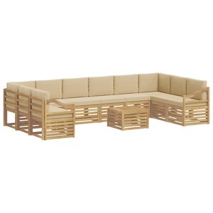 vidaXL Ensemble de canapés d'extérieur 11 pc Blanc et Beige Polyester