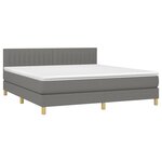 vidaXL Sommier à lattes de lit et matelas et LED Gris foncé 160x200 cm