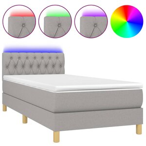 vidaXL Sommier à lattes de lit avec matelas et LED Gris clair 90x190cm