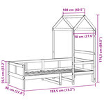 vidaXL Lit de jour avec toit blanc 90x190 cm bois de pin massif