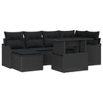 Ensemble de canapés de jardin en 7 pièces vidaXL avec coussins noir poly rattan