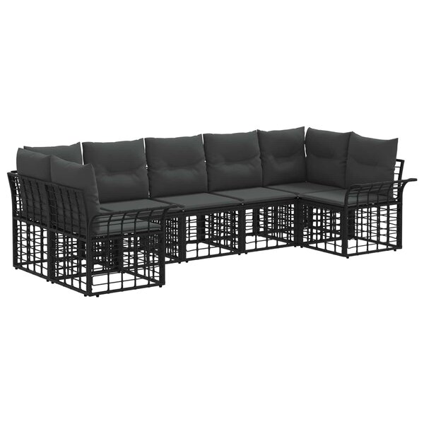 vidaXL Ensemble de canapés d'extérieur 7 Pièces Noir et Gris foncé