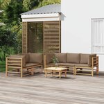 vidaXL Salon de jardin 6 Pièces avec coussins taupe bambou