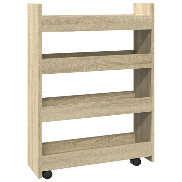 vidaXL Chariot de rangement étroit 4 niveaux chêne sonoma