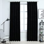 vidaXL Rideaux occultants avec crochets 2 Pièces Velours Noir 140x175 cm