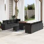 vidaXL Ensemble de sofa de jardin 11 pièces avec coussins noir en poly rattan acacia