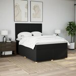 vidaXL Sommier à lattes de lit avec matelas Noir 140x190 cm Tissu