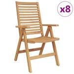 vidaXL Chaise de jardin 8 Pièces Marron 52 x 64 5 x 108 cm