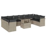 vidaXL Salon de jardin 11 Pièces avec coussins gris clair résine tressée