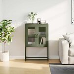 vidaXL Buffet haut vert olive 68x39x107 cm acier