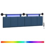 vidaXL Tête de lit suspendue Avec lumière LED Bleu Tissu