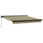 vidaXL Auvent Rétractable Vert et jaune 350 x 250 cm Tissu  Métal