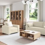vidaXL Canapé 3 Pièces Taupe 219 x 80 x 82 cm Tissu en lin mélangé