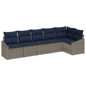 vidaXL Ensemble de canapé de jardin 6 Pièces Gris et bleu marine