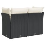 vidaXL Canapé de jardin avec coussins 2 places noir résine tressée