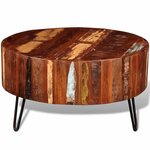 vidaXL Table basse ronde Bois massif de récupération