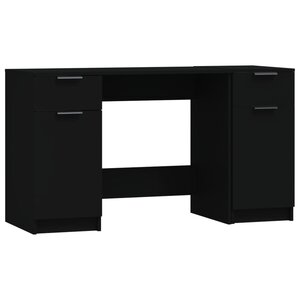 vidaXL Bureau avec armoire latérale Noir Bois d'ingénierie