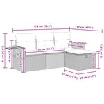 vidaXL Salon de jardin 4 Pièces avec coussins noir résine tressée