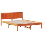 vidaXL Lit marron ciré Marron ciré Bois de pin massif 140 x 200 cm