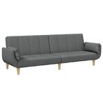 vidaXL Canapé-lit à 2 places avec repose-pied gris foncé tissu