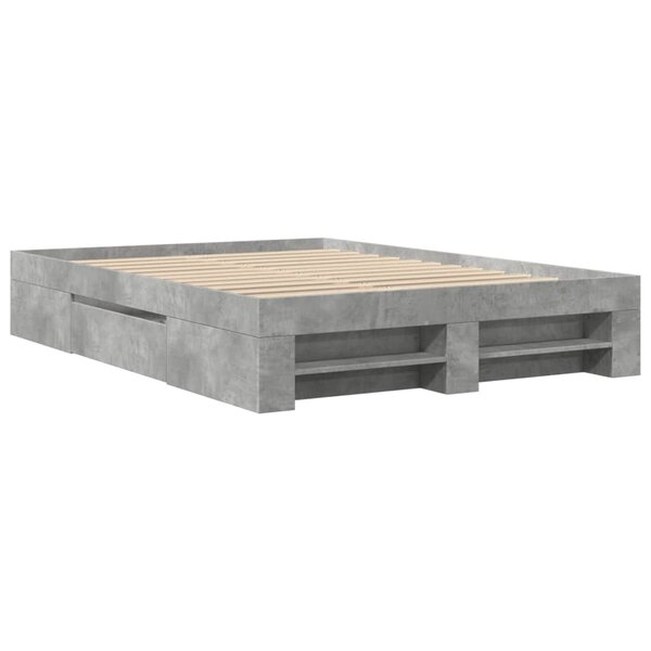 vidaXL Cadre de lit sans matelas gris béton 140x200 cm bois ingénierie