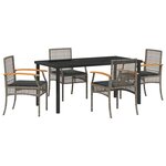 vidaXL Ensemble de salle à manger pour jardin 5 Pièces Gris et Noir Rotin