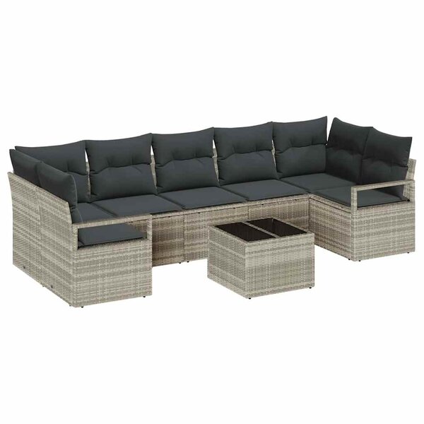 vidaXL Ensemble de canapé de jardin 8 Pièces Gris clair 55 x 55 x 37 cm