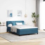 vidaXL Lit à ressorts avec matelas Bleu foncé 160 x 200 cm Velours