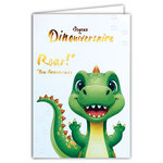 69-3124 Carte Anniversaire Gentil Dinosaure Vert pour Garçon Enfant Peinture Aquarelle Monstre Dragon - Finitions Dorure Or Doré + Gaufrage en Relief +1 Enveloppe Format 12x17cm - Fabriqué en Europe
