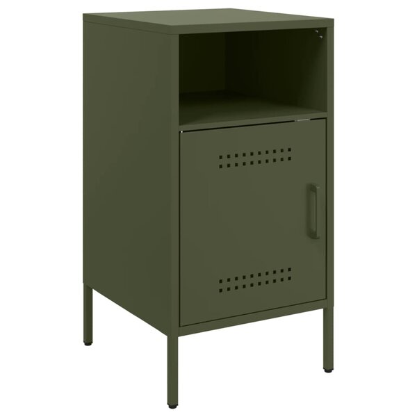 vidaXL Table de chevet vert olive 36x39x68 cm acier laminé à froid